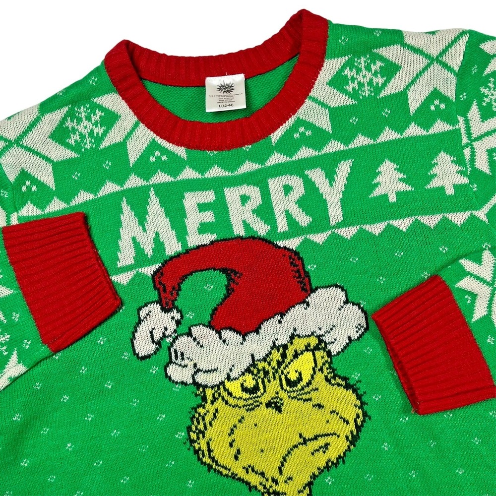 The Grinch Ugly Christmas Sweater Men's L‎ Merry Grinchmas Holiday Party Festive